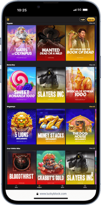 LuckyBlock Mobile Casino Games and Features